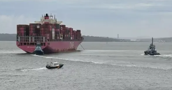一國際海運集裝箱船在索倫特海峽發生故障（曾掛靠寧波、上海、鹽田……）