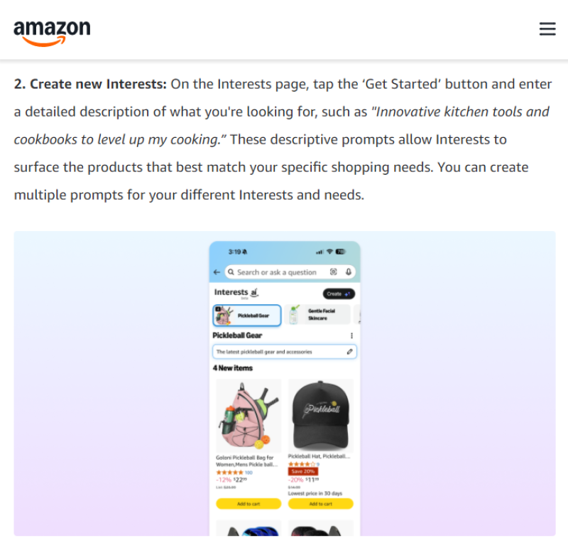 亞馬遜推出AI個性化購物提示功能“Interests”
